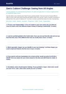 Free Picasso Activity Sheet | Grade 3 | Art | BookFlik
