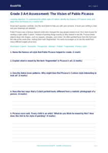 Free Picasso Assessment | Grade 3 | Art | BookFlik