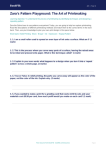 Free Printmaking Activity Sheet | Grade 3 | Art | BookFlik