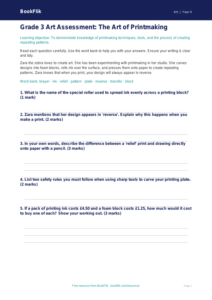 Free Printmaking Assessment | Grade 3 | Art | BookFlik