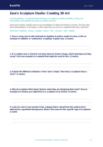 Art sculpture worksheet grade 3 core