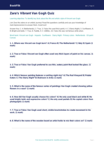 Free Van Gogh Quiz | Grade 3 | Art | BookFlik