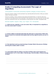 Free Algorithms Assessment for Grade 3 Computing | BookFlik