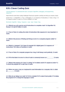 Free Coding Quiz for Grade 3 | BookFlik Computing Lessons