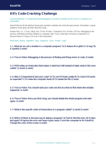 Free Debugging Quiz for Grade 3 Computing | BookFlik