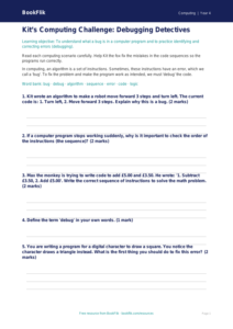 Free Debugging Worksheet | Grade 3 | Computing | BookFlik