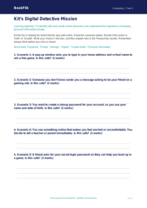 Stay Safe Online with BookFlik | Free E Safety Activity Sheet | Grade 3 | Computing