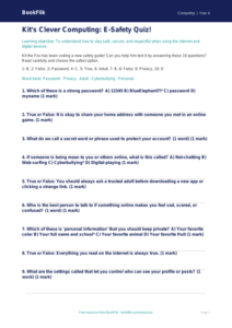 Free E Safety Quiz for Grade 3 Students | BookFlik Computing