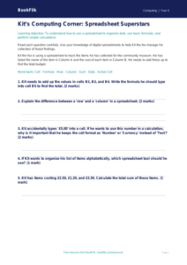 Free Spreadsheets Worksheet for Grade 3 Computing | BookFlik