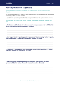 Free Spreadsheets Writing Frame | Grade 3 | Computing | BookFlik