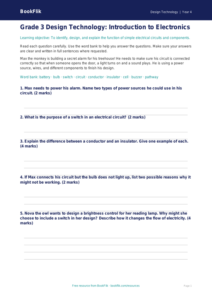 Free Electronics Assessment for Grade 3 Students | Design Technology | BookFlik