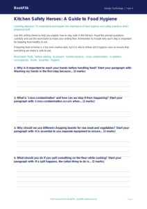 Free Food Safety Writing Frame for Grade 3 Design Technology | BookFlik