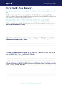 Free Healthy Meals Template for Grade 3 | US Common Core | Design Technology