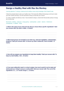 Healthy Meals Writing Frame | Grade 3 Design Technology | BookFlik