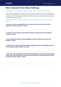 Free Seasonal Food Activity Sheet | Grade 3 | Design Technology | BookFlik