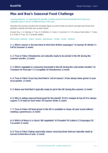 Free Seasonal Food Quiz | Grade 3 | Design Technology | BookFlik