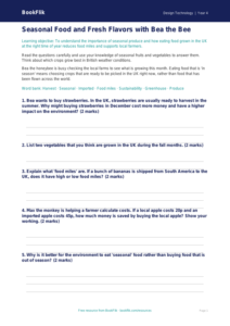 Free Seasonal Food Worksheet | Grade 3 | Design Technology | BookFlik