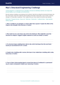 Free Structures Activity Sheet | Grade 3 | Design Technology | BookFlik