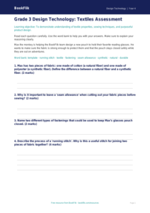 Free Textiles Assessment for Grade 3 | Design Technology | BookFlik