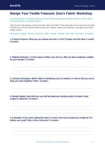 Free Textiles Template | Grade 3 | Design Technology | BookFlik