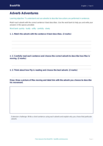 Free Adverbs Activity Sheet | Grade 3 | ELA | BookFlik