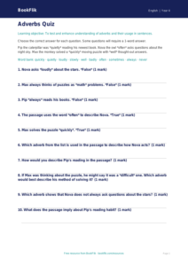 ELA adverbs quiz grade 3 core