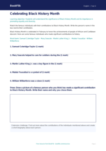 Free Black History Month Activity Sheet | Grade 3 | ELA | BookFlik