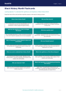 Free Black History Month Flashcards | Grade 3 | ELA | BookFlik