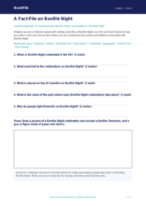 Free Bonfire Night Writing Template | Grade 3 | ELA | BookFlik