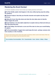 Free Book Review Poster | Grade 3 | ELA | BookFlik