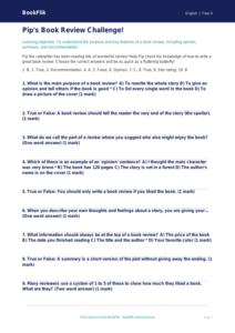 Free Book Review Quiz | Grade 3 | ELA | BookFlik