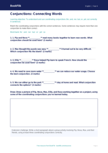 Free Conjunctions Activity Sheet | Grade 3 | ELA | BookFlik