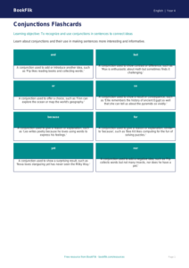 Free Conjunctions Flashcards | Grade 3 | ELA | BookFlik