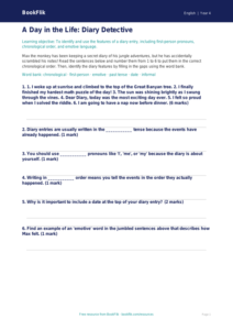 ELA diary writing activity sheet grade 3 core