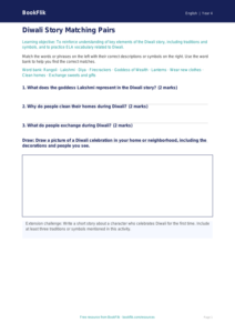 Free Diwali Story Activity Sheet | Grade 3 | ELA | BookFlik