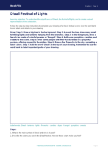 Free Diwali Story Drawing Sheet | Grade 3 | ELA | BookFlik