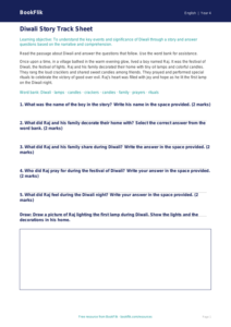ELA diwali story track sheet grade 3 core