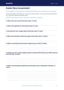 Free Easter Story Assessment | Grade 3 | ELA | BookFlik