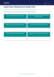 Free Easter Story Flashcards | Grade 3 | ELA | BookFlik