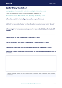 Free Easter Story Worksheet | Grade 3 | ELA | BookFlik