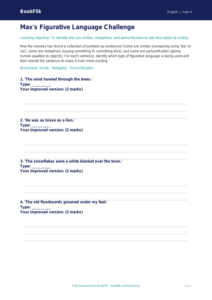ELA figurative language activity sheet grade 3 core