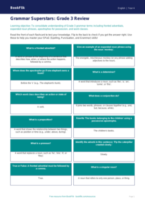 Free Grammar Flashcards | Grade 3 | ELA | BookFlik