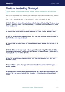 Free Handwriting Quiz | Grade 3 | ELA | BookFlik