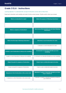 Free Instructions Flashcards | Grade 3 | ELA | BookFlik