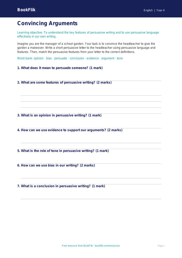 ELA persuasive writing activity sheet grade 3 core worksheet preview — English Persuasive Writing