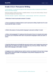 ELA persuasive writing assessment grade 3 core
