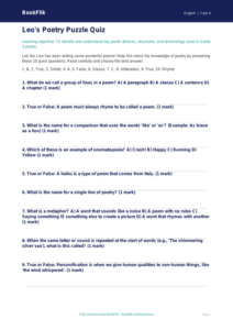 Free Poetry Quiz for Grade 3 | ELA | BookFlik