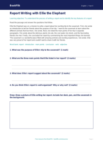 Free Report Writing Comprehension | Grade 3 | ELA | BookFlik
