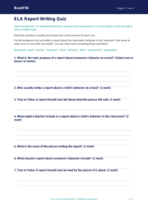 ELA report writing quiz grade 3 core