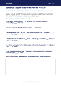Free Sentence Structure Activity Sheet | Grade 3 | ELA | BookFlik